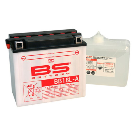 BS 2022/02 battery BB18L-A (YB18L-A) 12V 18AH 180X90X162 Electrolyte filling separately (235A) (2) UE2019/1148