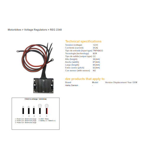 DZE voltage regulator (current rectifier) ​​HARLEY-DAVIDSON (ESR851)