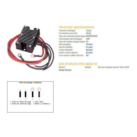 DZE voltage regulator (current rectifier) ​​HARLEY-DAVIDSON