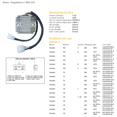 DZE įtampos reguliatorius (srovės lygintuvas) YAMAHA XS650 75-81 (447-81970-10-00) (ESR350)