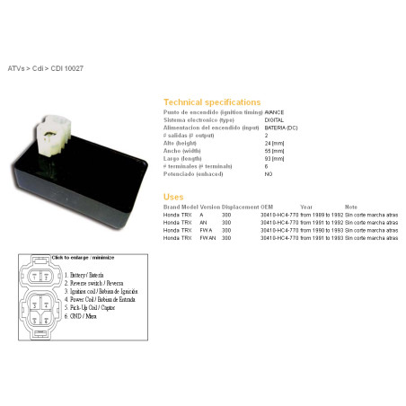 DZE CDI (ignition module) CDI HONDA TRX300 89-93