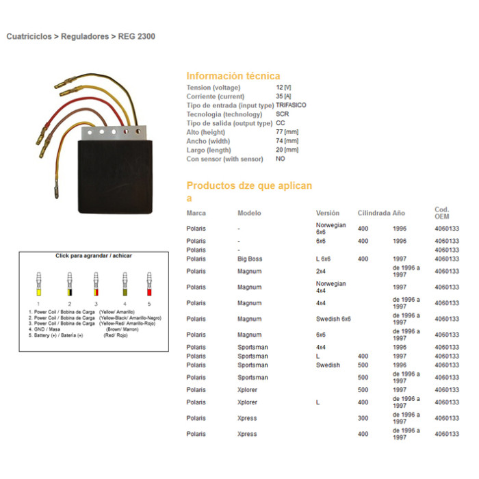 DZE voltage regulator (current rectifier) ​​POLARIS 300/400/500 (OEM-) (ESR950)