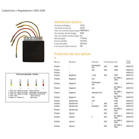 DZE voltage regulator (current rectifier) ​​POLARIS 300/400/500 (OEM-) (ESR950)