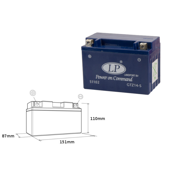 LANDPORT gel battery GTZ14-S 12V 11.2AH 150X85X109 filled (6)