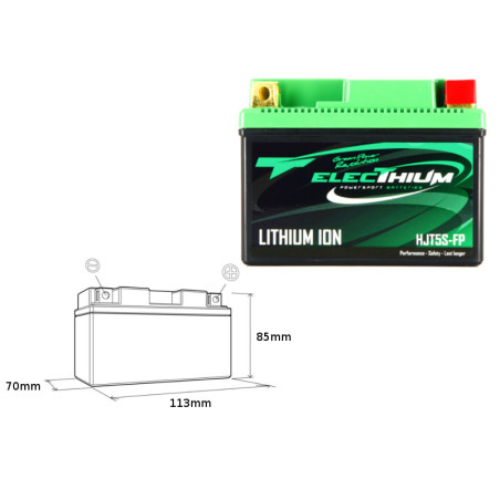 ELECTHIUM lithium-ion battery charging coil HJT5S-FP (113X70X85) (YTZ5S, YTX4L-BS, YTX5L-BS) (weight 0.5KG)