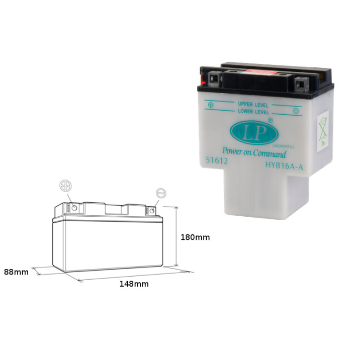 LANDPORT battery HYB16A-A 12V 16AH 151X91X182 without electrolyte filler (5)