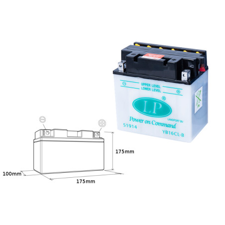 LANDPORT battery YB16CLB 12V 19AH 175X100X175 without electrolyte filler (5)