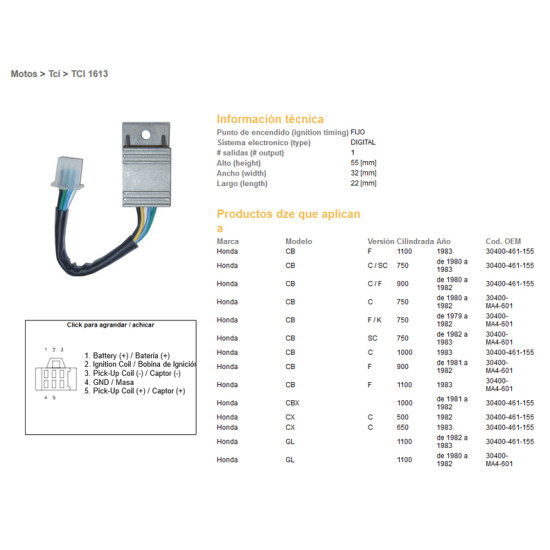 DZE CDI (ignition module) CDI HONDA CB 650/750/900/1100F, CBX 1000 (30400-461-155)