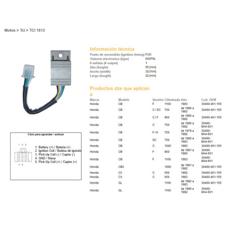 DZE CDI (ignition module) CDI HONDA CB 650/750/900/1100F, CBX 1000 (30400-461-155)