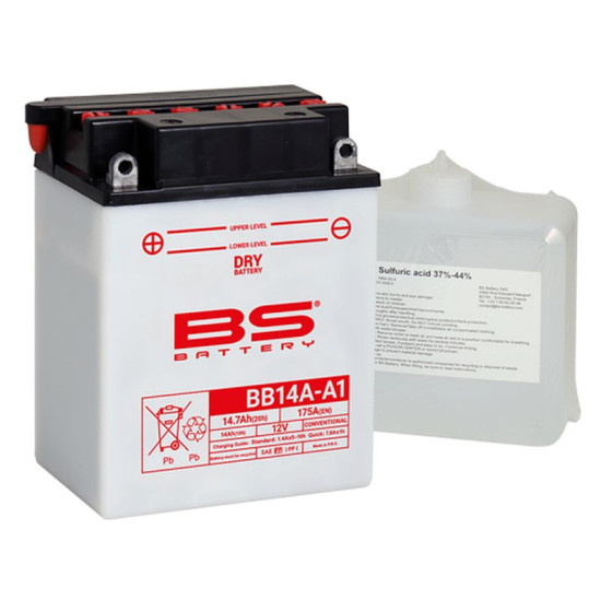 BS 2022/02 battery BB14A-A1 (YB14A-A1) 12V 14AH 134X89X176 Electrolyte filling separately (175A) (3) UE2019/1148