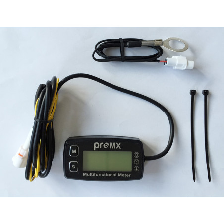 PROMX calculator motorcycle hour meter with tachometer and temperature indicator. Waterproof PR11 (EL)