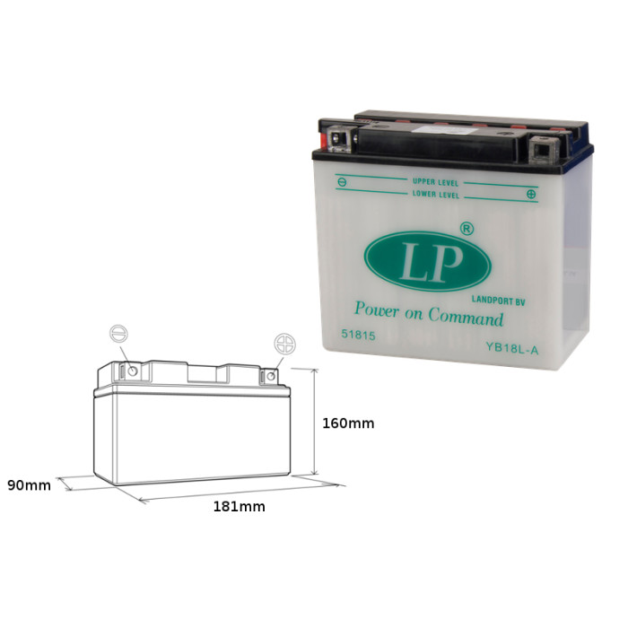 LANDPORT battery YB18L-A 12V 18AH 182X92X164 MOTO GUZZI, GTR 1000, 1000/1100 without electrolyte filler (5)