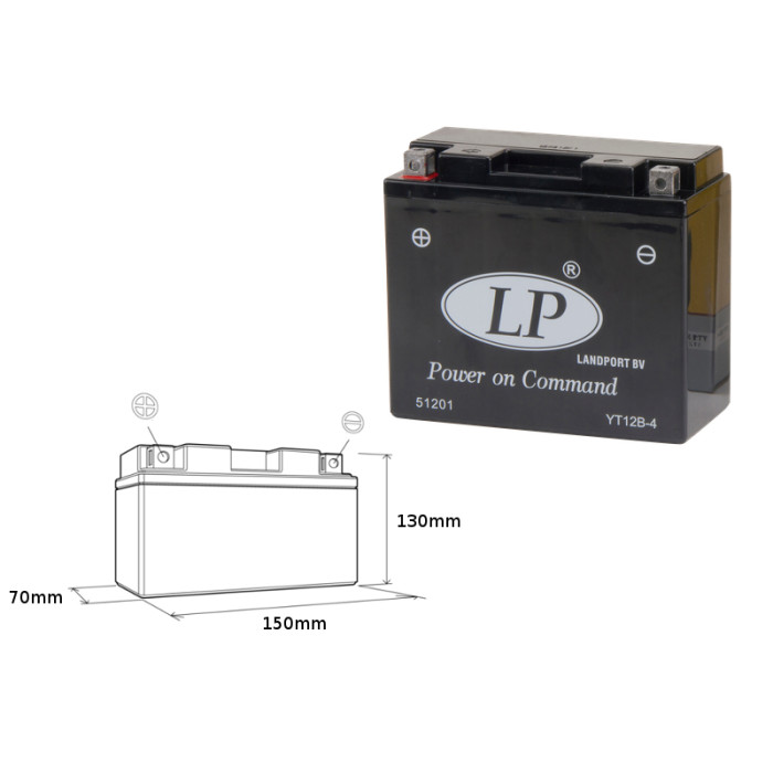 LANDPORT battery YT12B-4 12V 11AH 151X70X130 filled (6)