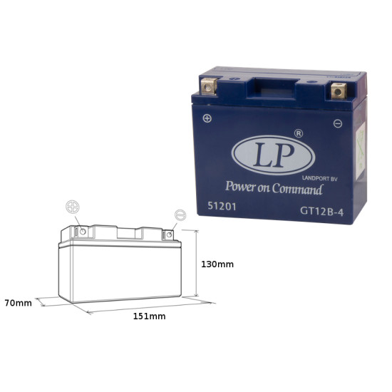 LANDPORT gel battery GT12B-4 12V 11AH 151X70X130 filled (6)