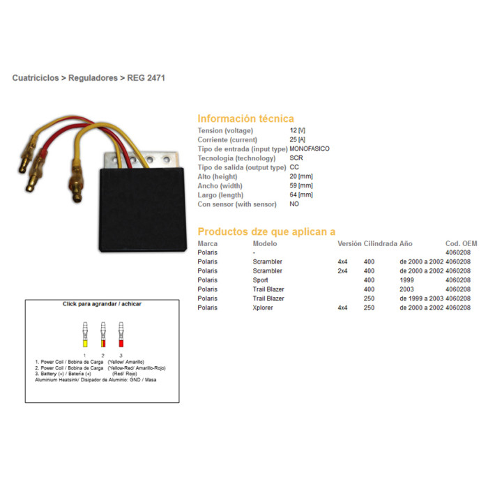 DZE voltage regulator (current rectifier) ​​POLARIS SCRAMBLER 400 00-02, TRAIL BLAZER 250/400 (4060208) (ESR958)