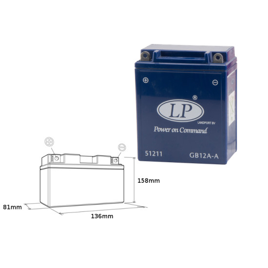 LANDPORT gel battery GB12A-A 12V 12AH 134X80X161 filled