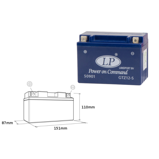 LANDPORT gel battery GTZ12-S 12V 11AH 150X86X110 filled (6)