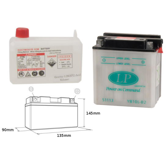 LANDPORT battery YB10L-B2 12V 11AH 136X91X146 Electrolyte filler separately UE2019/1148