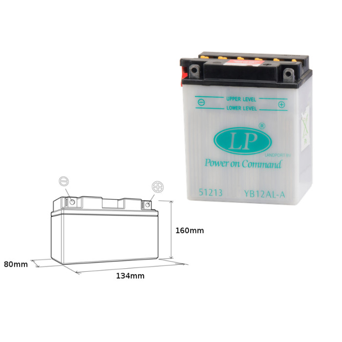 LANDPORT battery YB12AL-A 12V 12AH 135X81X161 (GB12ALA) without electrolyte filler (5)