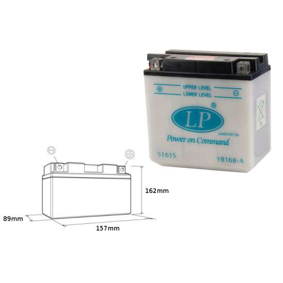 LANDPORT battery YB16B-A 12V 16AH (160X90X158) without electrolyte filler (5)