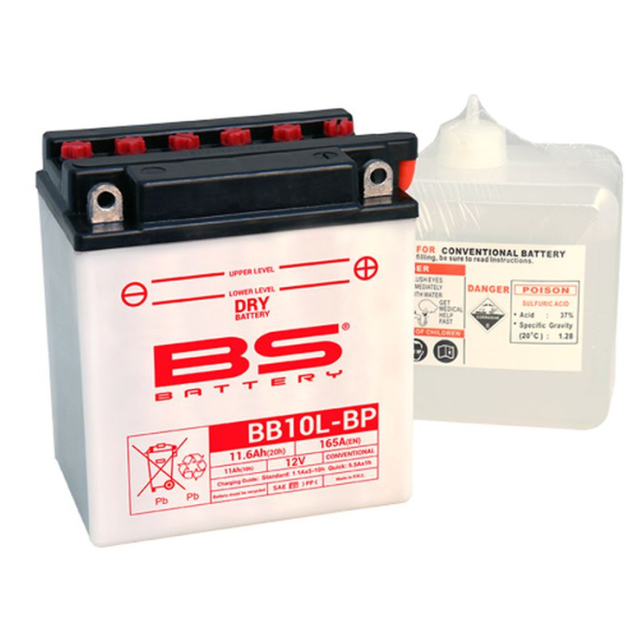 BS 2022/02 battery BB10L-BP (BB10L-B) (YB10L-BP) 12V 11AH 135X90X145 Electrolyte filling separately (165A) UE2019/1148