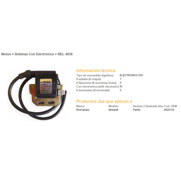 DZE ignition coil (reel) MOTOPLAT