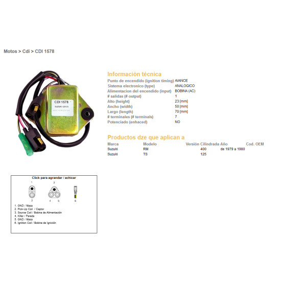 DZE CDI (ignition module) CDI SUZUKI TS125, RM400 79-80