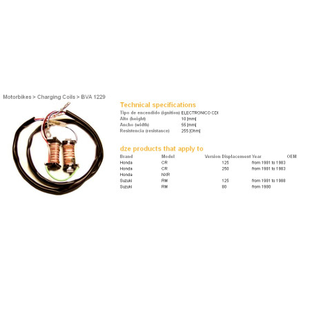 DZE coil sužadinimo (2VNT,,  komplektas,) HONDA CR125/250 81-83, SUZUKI RM125 81-88