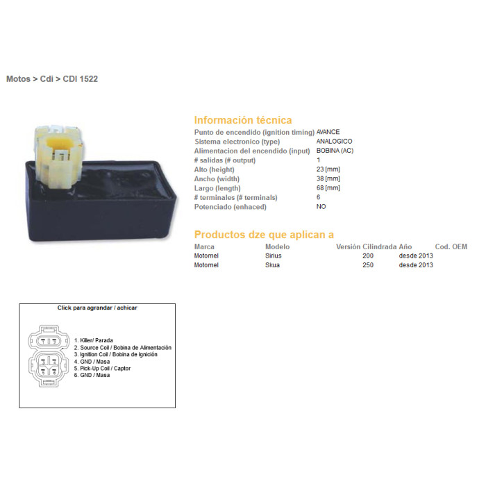 DZE CDI (ignition module) CDI MOTOMET SIRIUS 200/250 13