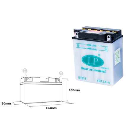 LANDPORT akumuliatorius YB12A-A 12V 12AH 135X81X161 (GB12AA) be elektrolito užpildo (5)
