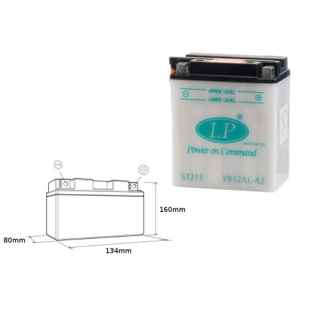 LANDPORT battery YB12AL-A2 12V 12AH 135X81X161 (GB12ALA) without electrolyte filler (5)