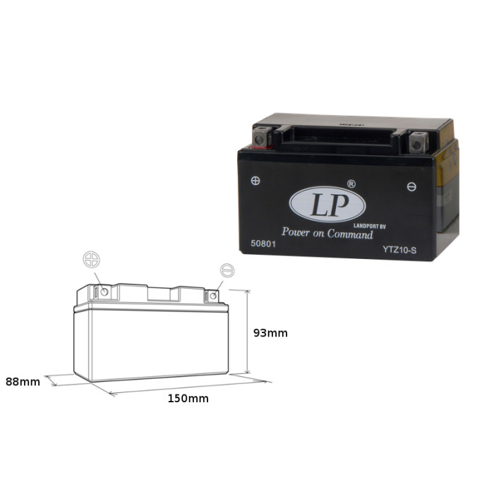LANDPORT battery YTZ10-S 12V 8.6AH 150X86X95 filled (6)