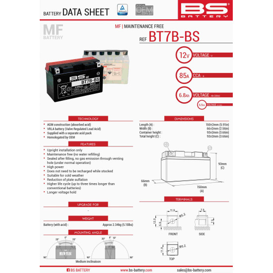 BS akumuliatorius BT7B-BS...