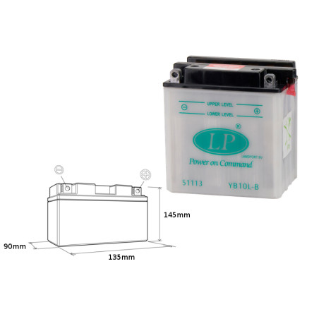 LANDPORT battery YB10L-B 12V 11AH 135X90X145 without electrolyte filler (5)