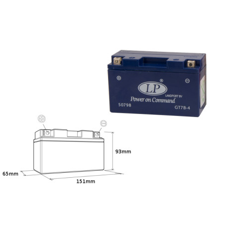 LANDPORT akumuliatorius gelinis GT7B-4 12V 6,5AH 148X64X90 užpildytas (10)