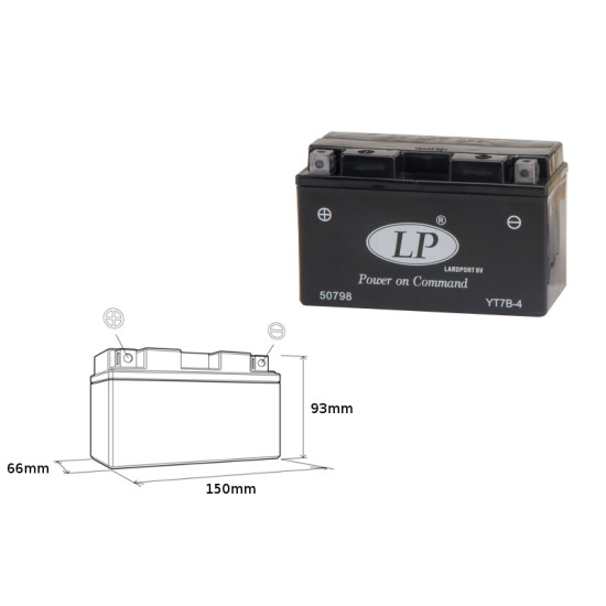 LANDPORT battery YT7B-4 12V 6.5AH 148X64X90 filled (6)