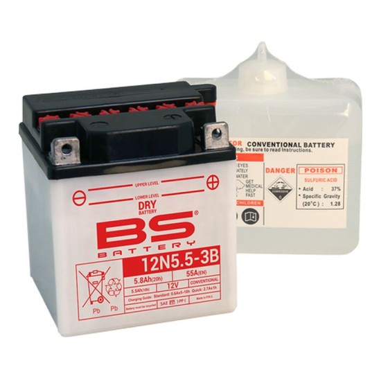 BS 2022/02 battery 12N5,5A-3B 12V 5,5AH 103X90X114 Electrolyte filling separately (55A) (6) UE2019/1148