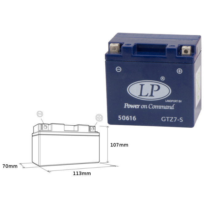 LANDPORT gel battery GTZ7-S 12V 6AH 112X69X103 filled (8)