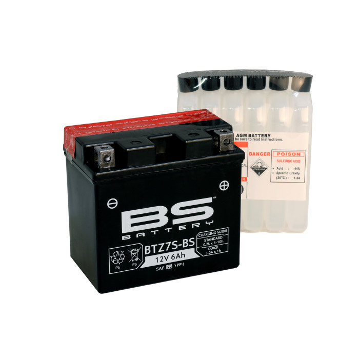 BS akumuliatorius BTZ7S-BS (YTZ7S, YTZ7S-BS) 12V 6AH 112X69X103 Elektrolitų užpildas atskirai (130A) (6) UE2019/1148