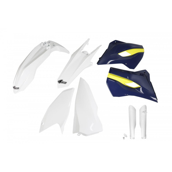 UFO KOMPLET PLASTIKÓW (FULL KIT) Z OSŁONAMI TELESKOPÓW (AMORTYZATORÓW) HUSQVARNA TE / FE 125 / 250 / 300 / 350 / 450 '15