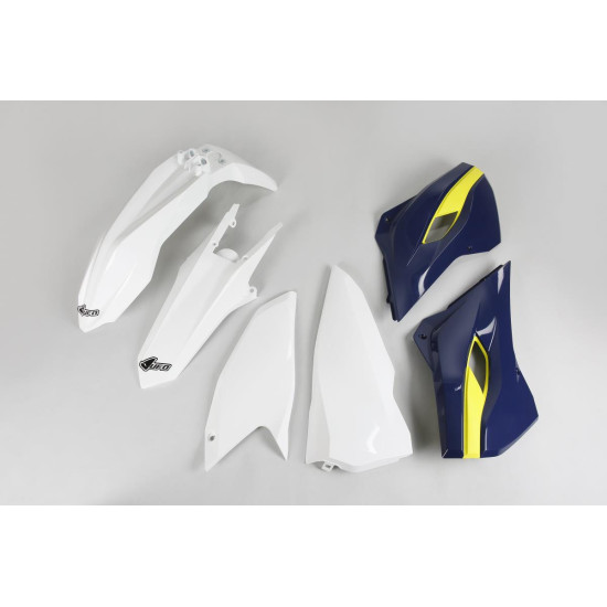 UFO KOMPLET PLASTIKÓW HUSQVARNA TE / FE 125 / 250 / 300 / 350 / 450 '15-'16 KOLOR OEM '16 (BIAŁY / ŻÓŁTY / GRANATOWY) (H