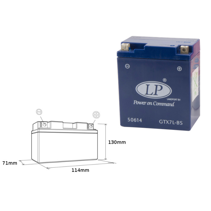 LANDPORT battery gel GTX7-3 12V 6AH 114X71X131 filled - replaced GTX7LBS L