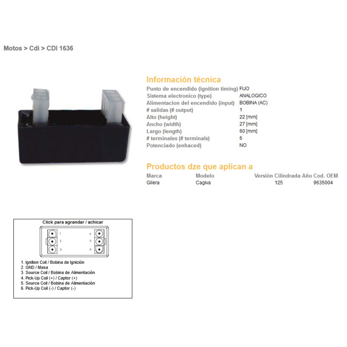DZE CDI (ignition module) CDI CAGIVA 125 (9635004)