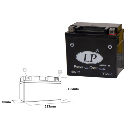 LANDPORT battery YTZ7-S 12V 6AH 112X69X103 (GTZ7S) filled
