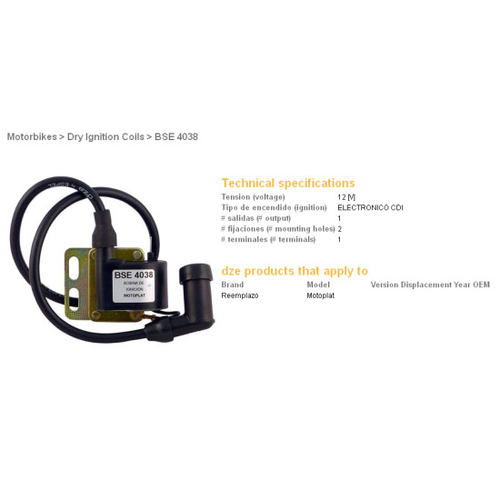 DZE ignition coil (reel) MOTOPLAT