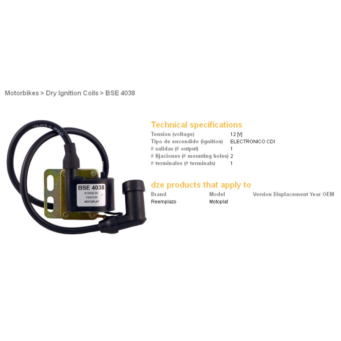DZE ignition coil (reel) MOTOPLAT