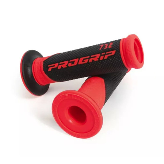PROGRIP 2026 / 04 PG732 ROAD GRIPS (22+25MM, 125MM LENGTH) RED / BLACK OPEN END (TWO-COMPONENT) (732-149)