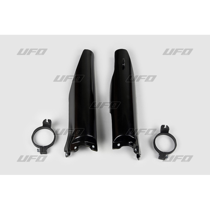 UFO front shock absorber guards KAWASAKI KX 125/250 '05-'14, KXF 250 '04-'05 color BLACK (with guides)