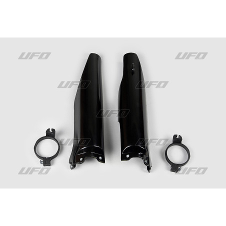 UFO priekinių amortizatorių apsaugos KAWASAKI KX 125/250 '05-'14, KXF 250 '04-'05 spalva JUODA (su kreipiančiosiomis)