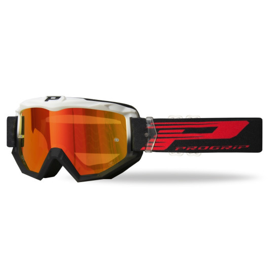 PROGRIP GOGGLES PG3201-137 FL ATZAKI COLOR WHITE BLACK (LENS PG3248C RED MIRROR, ANTISCRATCH, ANTI UV) (3201-137 FL) (PZ